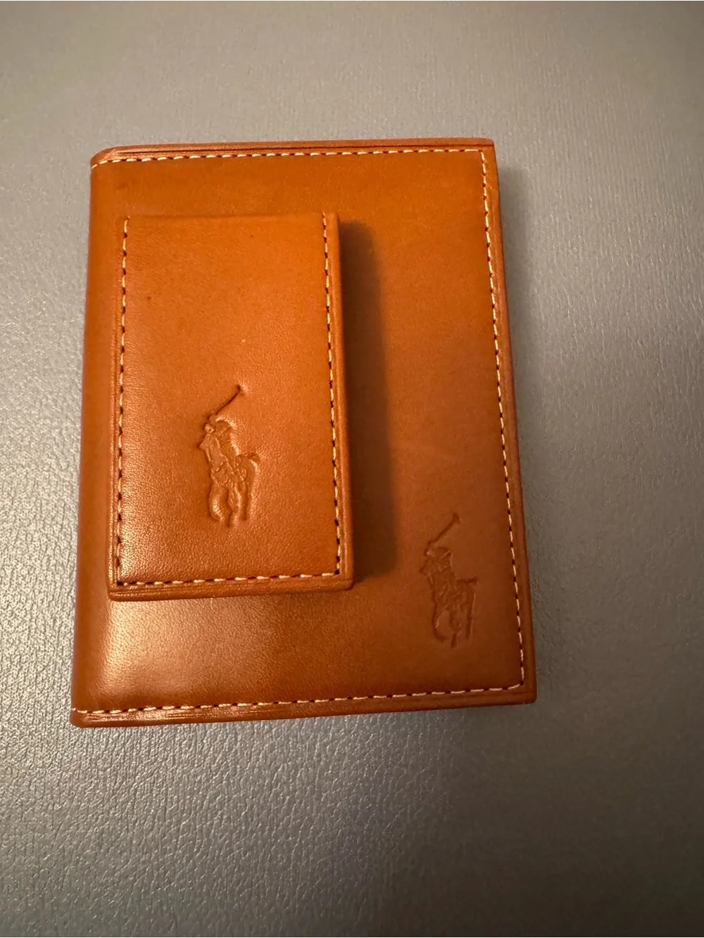 POLO RALPH LAUREN MEN’S LEATHER BILLFOLD ID FLIP WALLET& Money Clip Magnetic